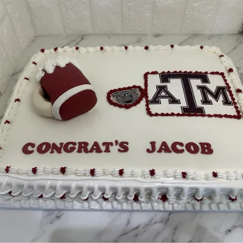Image of a rectangular cake for the Graduation celebration, with a very original decoration.